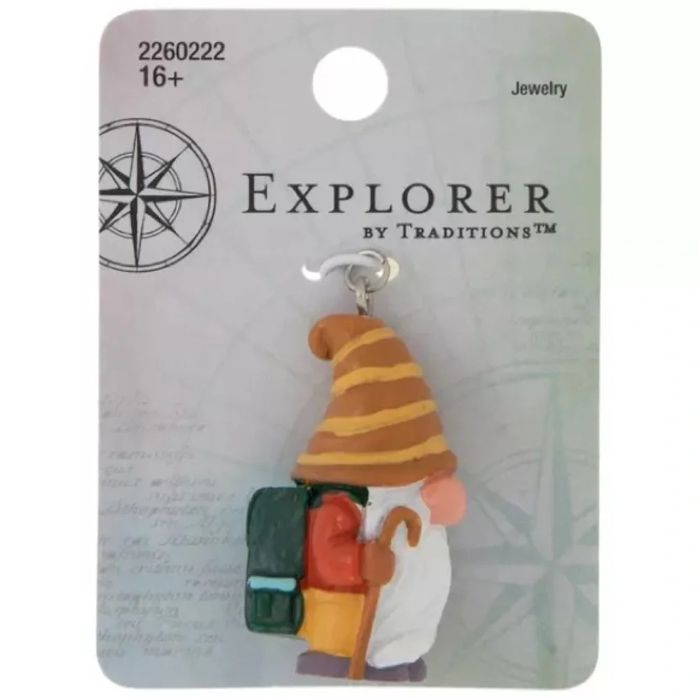 Explorer by Traditions Hiking Gnome Pendant, NWT, For Bundles Only